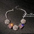 Close-up of pink square zircons and pavé-set rose flowers on a silver vintage necklace - Silver Pink Rose Flower Bracelet