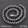 Retro punk skull link chain necklace in antique silver finish on black background - 50cm / Steel Color (KN107325-KJX)