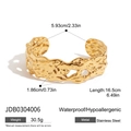 Gold-plated open cuff bracelet in stainless steel with a unique hammered lava texture finish - Lava Hammered Texture Style (JDB0304006)