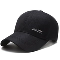 Klassische schwarze Baseballkappe für Herren mit CAP SPORT-Metalldruck und gebogenem Schirm - Verstellbar / Schwarz