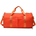 Large capacity orange fitness travel bag with adjustable strap and front pockets - Orange