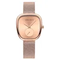 Roségoldene Tonneau-Uhr mit Milanaise-Netzarmband und eckigem Zifferblatt für Damen - Roségold Roségold Zifferblatt Mesh