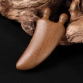 Ergonomic golden sandalwood acupoint massage tool with smooth round nodes and wood grain - Golden Sandalwood Antenna Scraper Board
