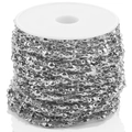 Silver bead chain roll for jewelry making on white plastic spool for DIY necklace design - Steel