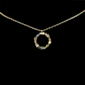18k gold necklace with round pendant featuring colorful zircon gemstones on black background - Letter O / Gold