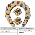 Leopard print plush headband and wristband set for face washing with dimensions - 17-colorful Leopard Print Headband + 1 Pair Of Wristbands