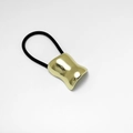 Dettaglio dell'accessorio in metallo dorato lucido a forma di U su elastico nero - Oro (389)