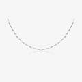 Elegant silver-tone oval link chain necklace with high-polished metallic finish - Platinum-295 (Silver Lip Chain)