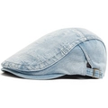 Lichtblauwe denim baret in vintage-stijl met gescheurde gaten en verstelbare metalen gesp - Verstelbaar / Lichtblauw