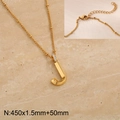 Letter J pendant necklace in gold stainless steel with sparkling diamond accents - Gold Letter J (KN286979-Z)