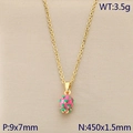 Collana con ciondolo a forma di frutto del drago rosa con finitura dorata - Stile Pitaya Rosa (KN292118-Z-5)