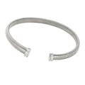 Silver open screw-thread bangle with white rhinestones and a modern industrial design - 12mm Silver Choker