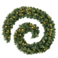 Guirnalda de Navidad de PVC verde con luces LED blanco cálido para decoración festiva - 270cm Con Luces LED