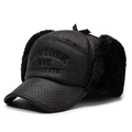 Winter-Fliegermütze mit Kunstfellfutter und geprägtem New York NYC Schriftzug in Schwarz - Einheitsgröße / Schwarz