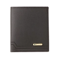 Slim vertical leather wallet for men in dark coffee brown with premium textured finish - Vertical / Black