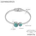 Bracciale in acciaio al titanio argento con pietre turchesi in stile geometrico boho - Z287-Argento-Turchese