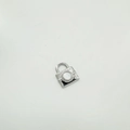 Silver finish heart lock pendant with white shell inlay for DIY jewelry design - Lock - Silver (White Shell)