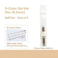 Three-pack of 0.5mm tangerine yellow gel pen refills with a transparent barrel design - Gel Pen Refill (Orange Peel Yellow)