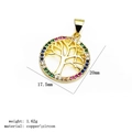 Golden tree of life pendant with colorful zircons, measuring 20mm height and 1.62g weight - 4# Round Openwork Tree of Life Pendant (Without Chain)