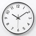 Modern 12 inch silent wall clock with black frame and clear Arabic numerals - 010H Simple White Dial-Black Frame