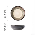 Plato de cerámica para salsa en marrón con interior crema y diseño geométrico, 9.5cm - Rojo Bohemio