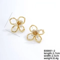 Boucles d'oreilles fleur dorées élégantes avec cristaux et bord perlé, 2,7 cm - Or 16k + Zircon Blanc - Transparent