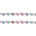 Chaîne en acier inoxydable en forme de cœur avec pierres précieuses multicolores - Couleur Acier
