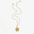 Gouden ster hanger ketting met getextureerde afwerking en verstelbare fijne O-ketting - Goud Vijfpuntige Ster