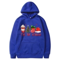 Royal blue Christmas hoodie with 'Tis the Season' print and festive holiday graphics - Blue