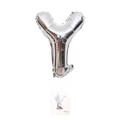 Silver foil letter Y balloon for birthday party decorations, available in 16 to 40 inch - 16" / Silver Letter Y (With Backing Card)