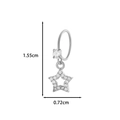 Silver star drop earring and nose ring with sparkling white zircon and size dimensions - 13# Silver