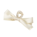 Elegante molletta per capelli in raso bianco crema con fiocco e artiglio trasparente - Bianco Latte / Confezione sfusa