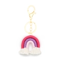 Regenbogen Schlüsselanhänger aus Baumwolle in Pink und Lila mit goldenem Karabinerverschluss - Rosenrot