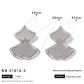 Cuadro de tallas para pendientes de acero inoxidable con medidas detalladas y peso - Estilo de Abanico Invertido (NB-E1616-S) / Plateado