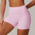 Pantaloncini yoga rosa a vita alta con tasca laterale e tessuto traspirante elasticizzato - 10/M / Rosa Sakura