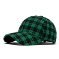 Casquette de baseball en tweed à carreaux noir et vert pour femme avec fils brillants - Réglable / Carreaux Verts