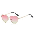 Retro heart-shaped sunglasses with pink to green gradient lenses and gold metal frames - Gold Frame Pink Yellow Gradient C19