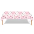 Detail of pink disposable tablecloth with colorful butterfly and floral border patterns - Large - Premium Pink Butterfly Style