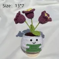Handmade crochet purple tulip potted plant with a tiny positive message board - Positive Potted-White Pot Lily of the Valley Purple