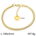 Pulsera de cadena de serpiente dorada de 3 mm con colgante de corazón y cierre de langosta - Corazón Dorado 11mm (KB207103-Z)