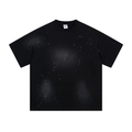 Camiseta negra de algodón pesado con salpicaduras de pintura de colores y diseño spray - S / Camiseta - Salpicaduras Negro