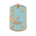 Rectangular light blue enamel star and moon pendant with gold plating and zircons - Star Moon Card-Aqua Blue