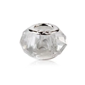 Transparent faceted crystal bead with a 925 silver metal core on a white background - White