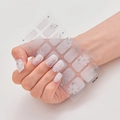 Laser 3D nail art stickers with white floral patterns and blue rhinestones for manicures - Semi-Transparent White Floral Rhinestone Style (DQ3-094)