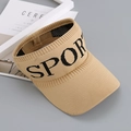 Khaki knitted sun visor featuring SPORT lettering for women's outdoor sports - One Size / Khaki