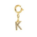 Golden double-layered titanium necklace with sparkling K-letter pendant and spring clasp - Letter Pendant-K