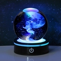 3D Crystal Ball Night Light featuring Astronaut on Moon with Glowing Base for Desktop - Space Walk