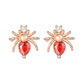 Pendientes de araña en oro rosa con gema roja en forma de pera y cristal brillante - Araña Roja (Chapado en Oro Rosa)
