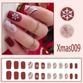 Faux ongles de Noël avec motifs de flocon de neige et bonhomme en pain d'épice - Style de colle Xmas009