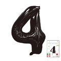Black foil number 4 balloon for 40-inch events, including retail cardboard packaging - 40-inch Black 4-piece Paper Card